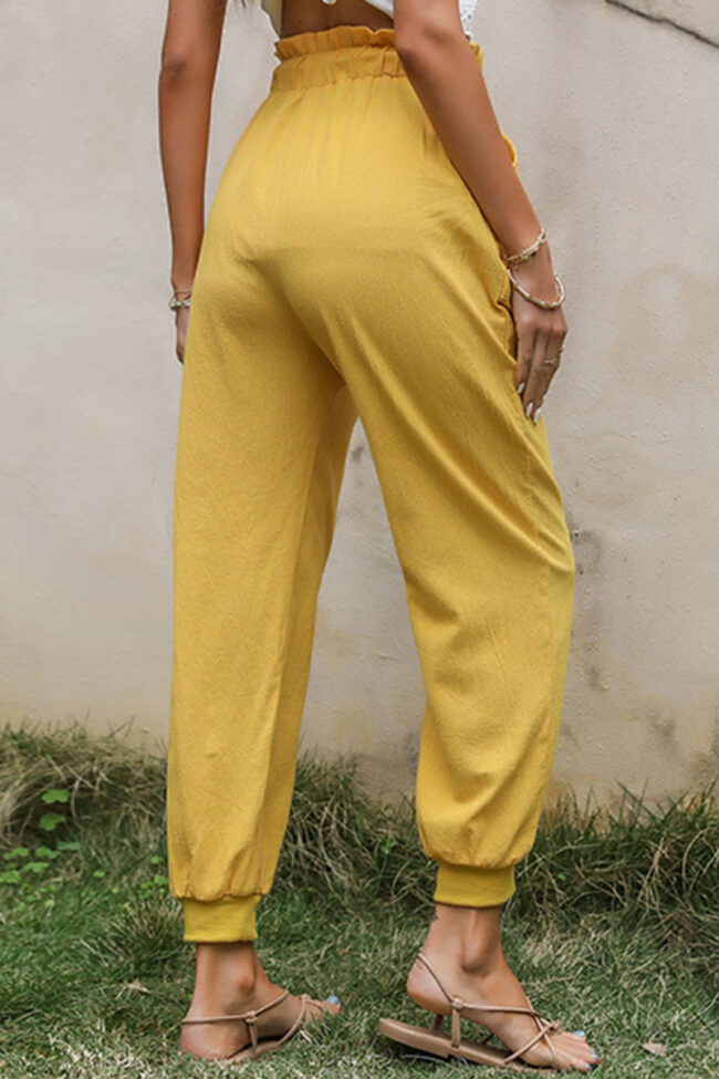 Casual Solid Without Belt Loose High Waist Harlan Bottoms