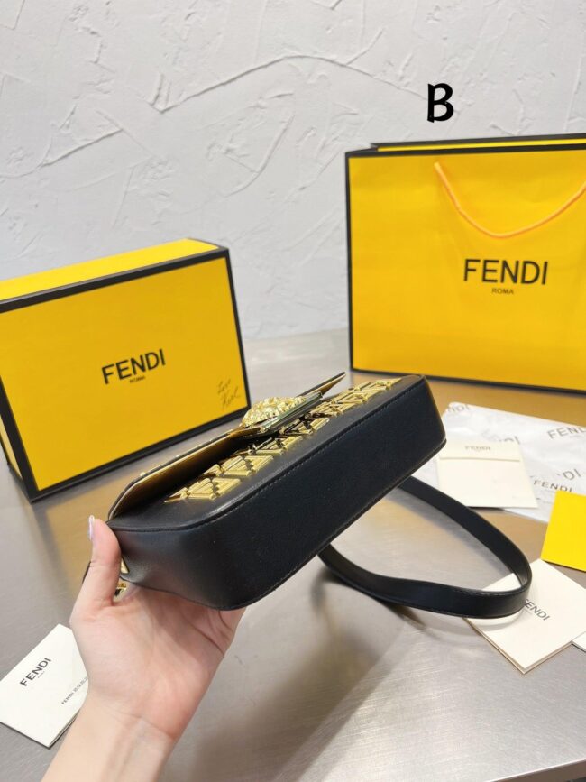 Ff140 Fendi X Versace Leather Baguette Bag / 8.7X5.1X1.6Inch